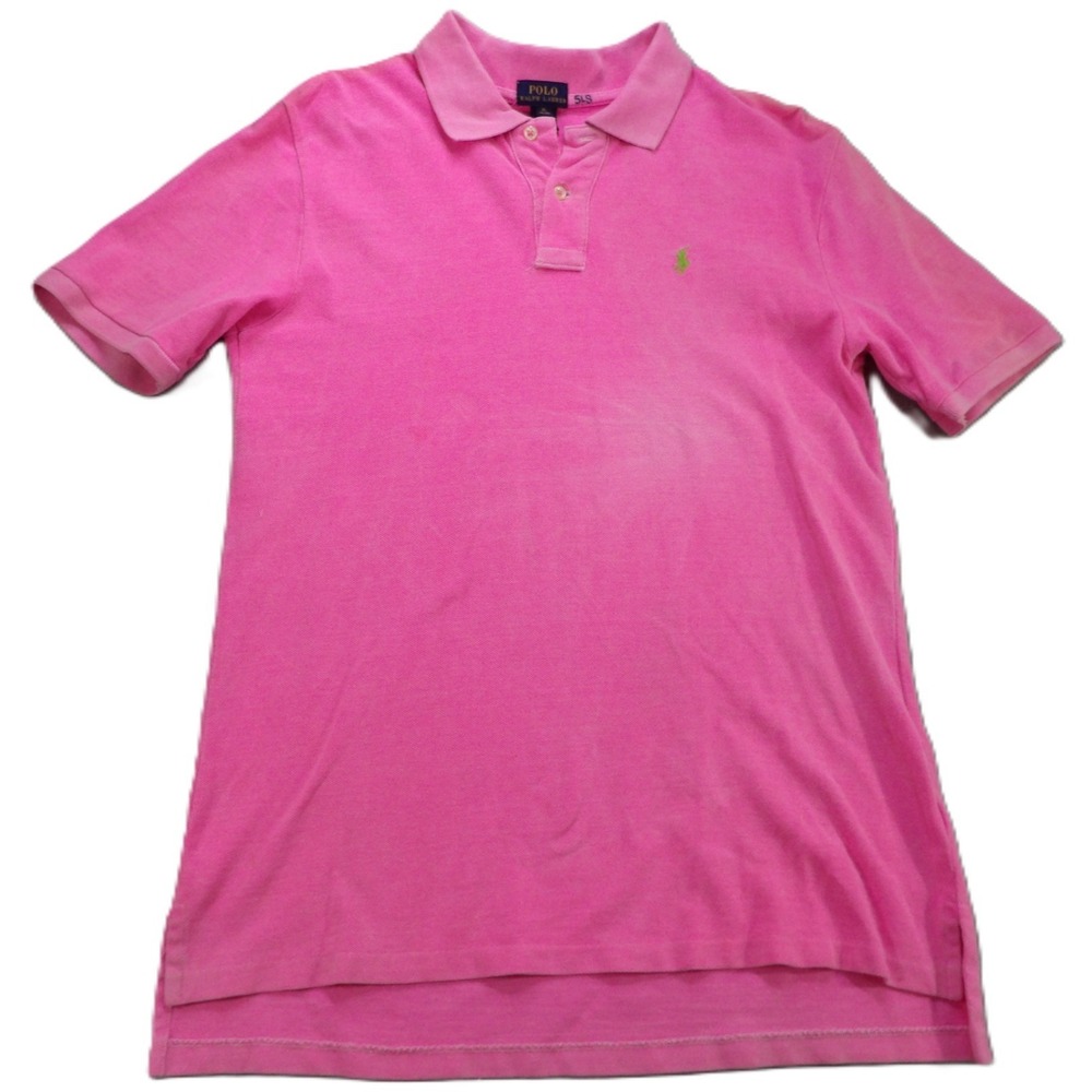 Polo Ralph Lauren Boys‎ XL Pink Mesh Polo Shirt Green Flesh Pony Cotton SS 18-20
